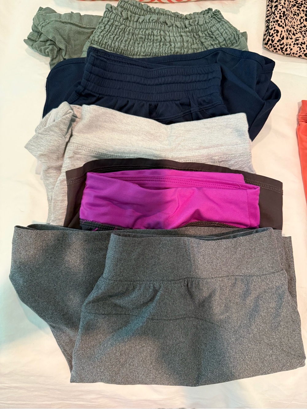 Women’s Athletic Shorts Pack — Gray, Navy, Light Gray, Olive, Magenta